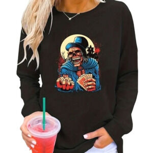 Plus size skull print sweatshirt sz 2X